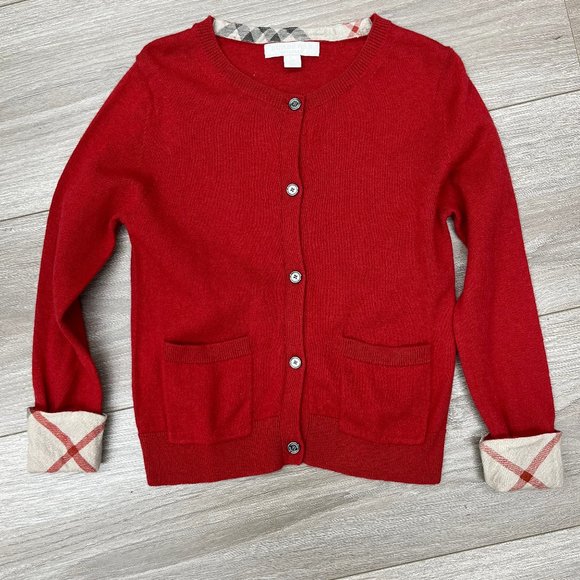 Burberry Red Cashmere Cardigan - Picture 1 of 3